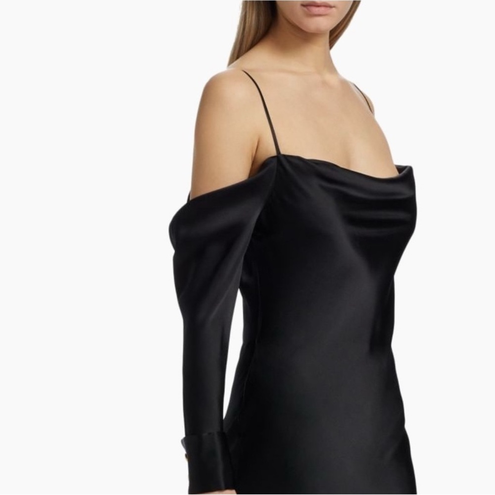 NWT L'AGENCE Melly French Cuff Off Shoulder 100% Silk Dress Maxi Cocktail Dress - Picture 4 of 15